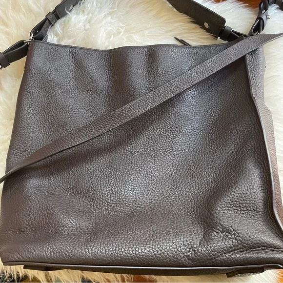 AllSaints Mast Pebbled Leather Tote Bag Brown - Picture 5 of 12